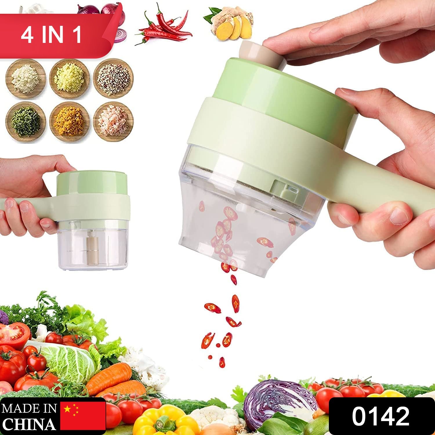 0142 4 in 1 Electric Handheld Cooking Hammer Vegetable Cutter Set Electric Food Chopper Multifunction Vegetable Fruit Slicer DeoDap 0142 4 in 1 Electric Handheld Cooking Hammer Vegetable Cutter Set Electric Food Chopper Multifunction Vegetable Fruit Slicer DeoDap